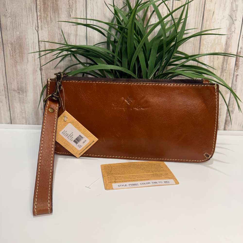 PATRICIA NASH ST CROCE TAN BROWN LEATHER WRISTLET
